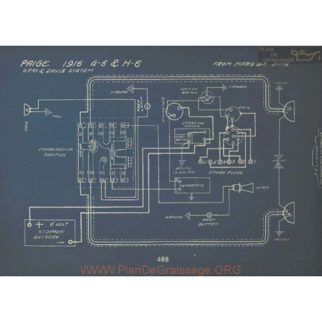 Paige G6 H6 Schema Electrique 1916 Gray & Davis