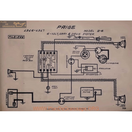 Paige H6 6volt Schema Electrique 1916 1917 Gray & Davis V2