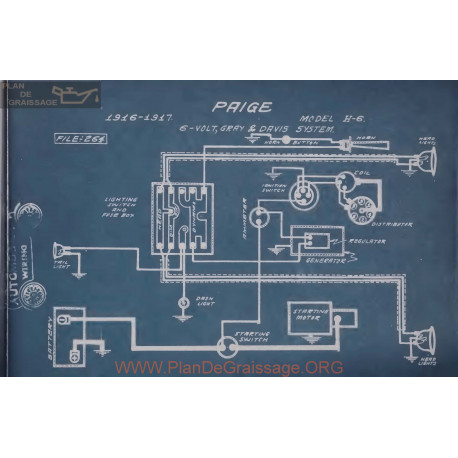 Paige H6 6volt Schema Electrique 1916 1917 Gray & Davis