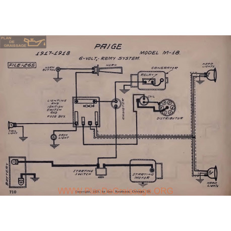 Paige M18 6volt Schema Electrique 1917 1918 Remy V2