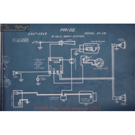 Paige M18 6volt Schema Electrique 1917 1918 Remy