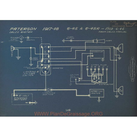 Paterson 6 4 45r 46 Schema Electrique 1917 1918 1919 Delco