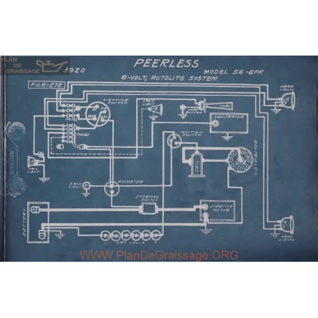 Peerless 56 6ff 6volt Schema Electrique 1920 Autolite