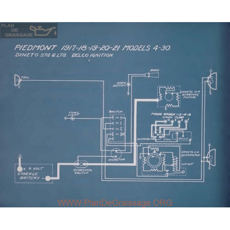 Piedmont 4 30 Schema Electrique 1917 1918 1919 1920 1921