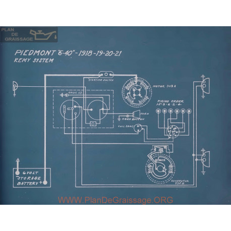 Piedmont 6 40 Schema Electrique 1918 1919 1920 1921