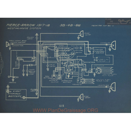 Pierce Arrow 348 48 66 Schema Electrique 1917 1918 Westinghouse