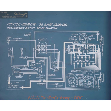 Pierce Arrow 38 48 Schema Electrique 1919 1920