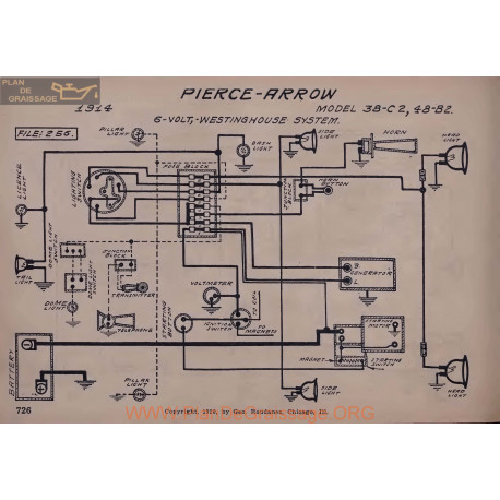 Pierce Arrow 38 C2 48 B2 6volt Schema Electrique 1914 Westinghouse