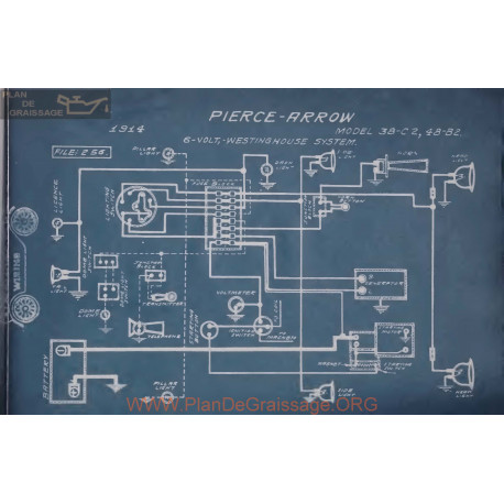 Pierce Arrow 38 C2 B2 48 6volt Schema Electrique 1914 Westinghouse