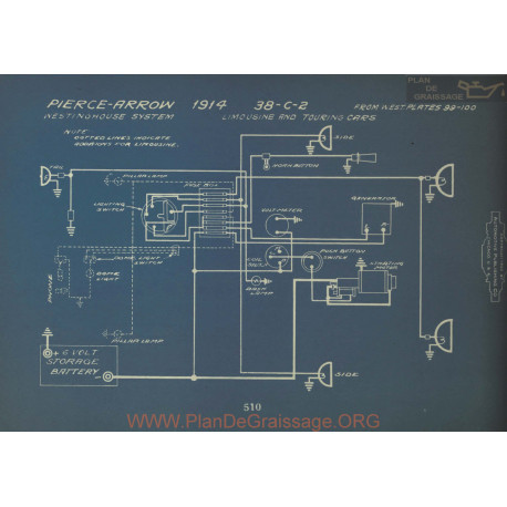 Pierce Arrow 38 C2 Schema Electrique 1914 Westinghouse