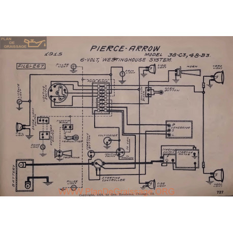 Pierce Arrow 38 C3 48 B3 6volt Schema Electrique 1915 Westinghouse V2