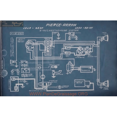 Pierce Arrow 48 38 Hp 6volt Schema Electrique 1919 1920 Westinghouse