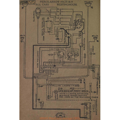 Pierce Arrow Schema Electrique 1916 1917 1918 1919 Westinghouse