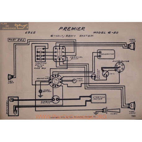 Premier 6 50 6volt Schema Electrique 1915 Remy V2