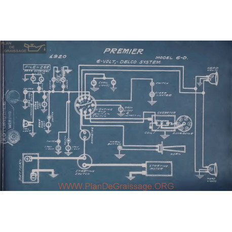 Premier 6d 6volt Schema Electrique 1920 Delco