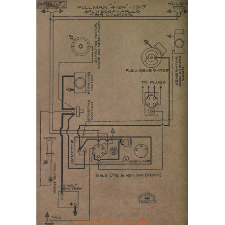 Pullman 4 244 4cyl 6cyl Schema Electrique 1917 Splitdorf Aplco