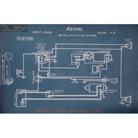 Regal Fj 6volt Schema Electrique 1917 1918 Autolite