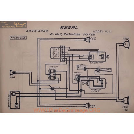 Regal N T 6volt Schema Electrique 1913 1914 Rushmore V2