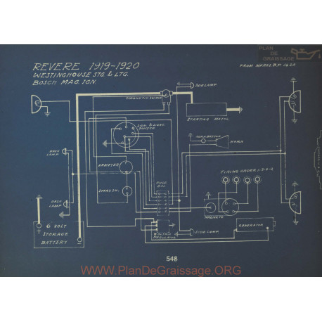 Revere Schema Electrique 1919 1920 Westinghouse Bosch