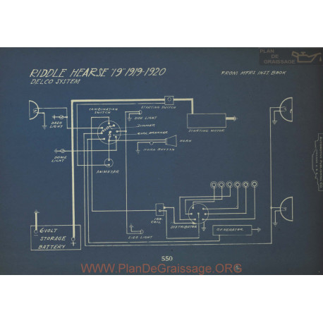 Riddle Hearse 19 Schema Electrique 1919 1920 Delco