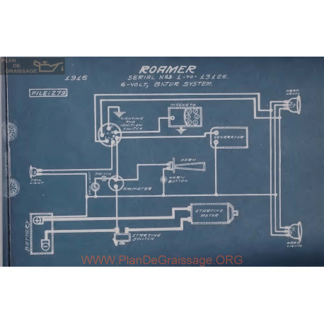 Roamer 1 To 13126 6volt Schema Electrique 1916 Bijur