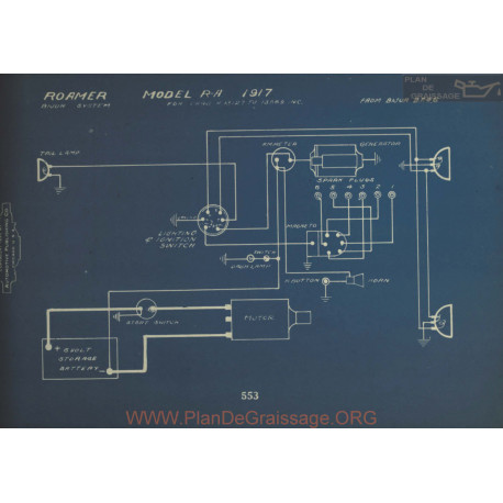 Roamer R A Schema Electrique 1917 Bijur