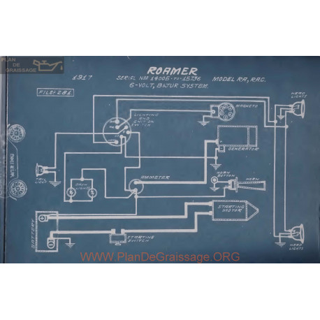 Roamer Ra Rac 14005 To 15736 6volt Schema Electrique 1917 Bijur