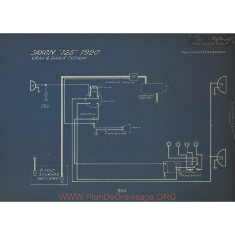 Saxon 125 Schema Electrique 1920 Gray & Davis