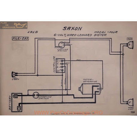 Saxon Four 6volt Schema Electrique 1915 Ward Leonard V2