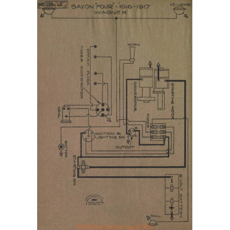 Saxon Four Schema Lectrique 1916 1917 Wagner