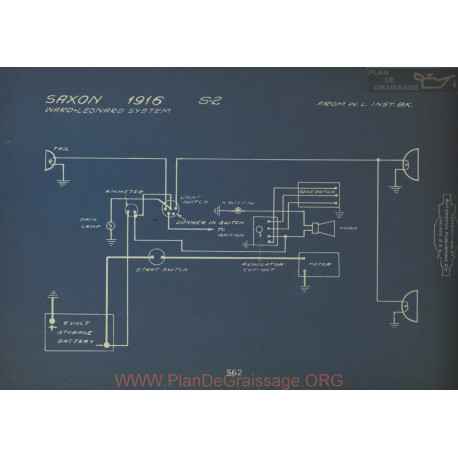 Saxon S2 Schema Electrique 1916 Ward Leonard