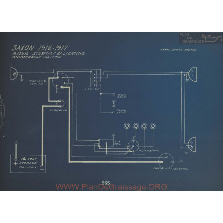 Saxon Schema Electrique 1916 1917 Bijur Ver1