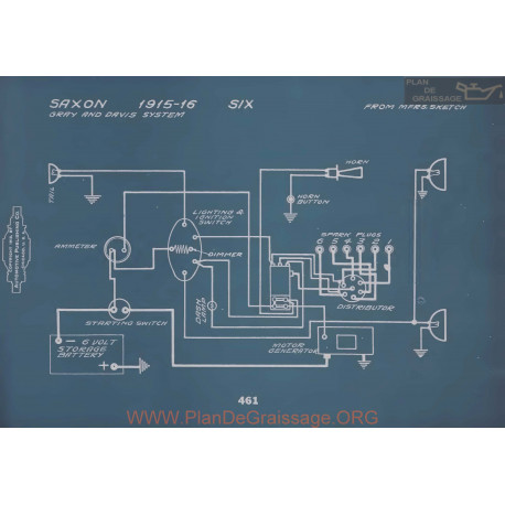 Saxon Six Schema Electrique 1915 1916