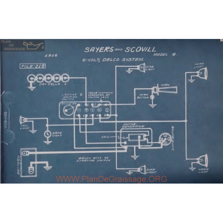 Sayers Scovill 4 6volt Schema Electrique 1916 Delco