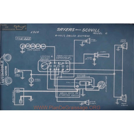 Sayers Scovill 6 6volt Schema Electrique 1916 Delco