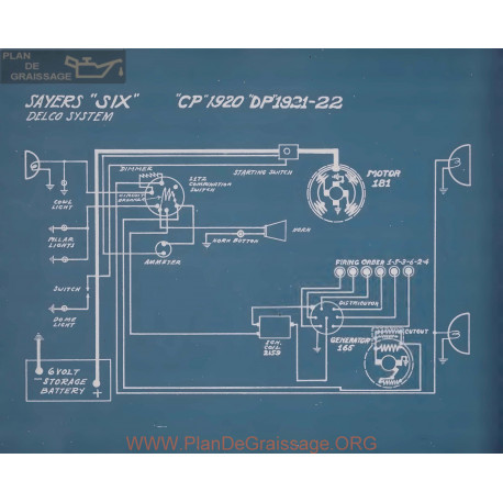 Sayers Six Dp Delco Schema Electrique 1921 1922