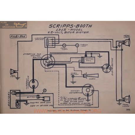 Scripps Booth 12volt Schema Electrique 1915 Bijur V2