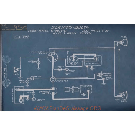 Scripps Booth 6 39 40 30 6volt Schema Electrique 1918 1919 Remy