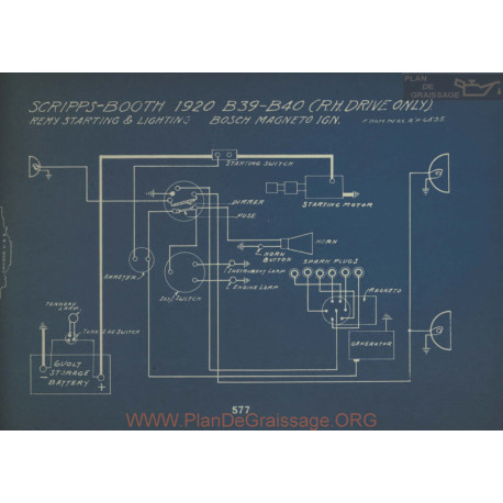 Scripps Booth B39 B40 Schema Electrique 1920 Remy V5