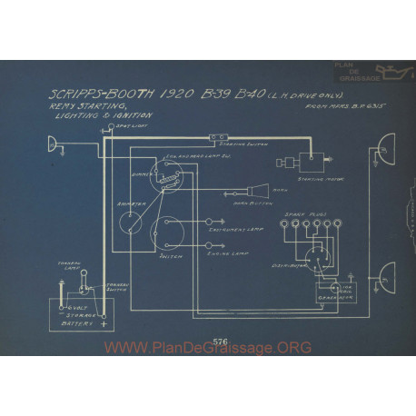 Scripps Booth B39 B40 Schema Electrique 1920 Remy