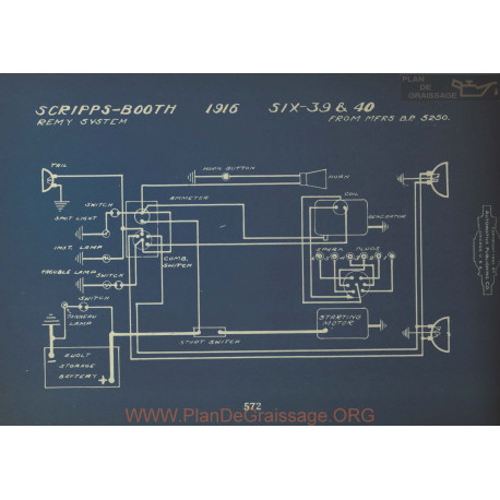 Scripps Booth Six 39 40 Schema Electrique 1916 Remy