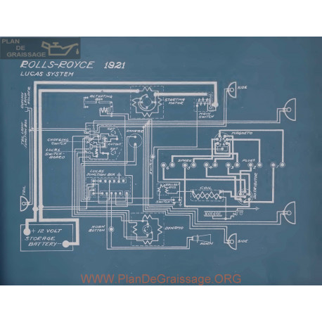 Rolls Royce Lucas Schema Electrique 1921