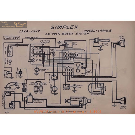 Simplex Crane 5 12volt Schema Electrique 1916 1917 Bosch V2