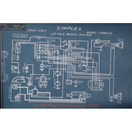 Simplex Crane 5 12volt Schema Electrique 1916 1917 Bosch