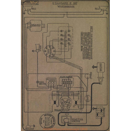 Standard E Schema Electrique 1917 Westinghouse