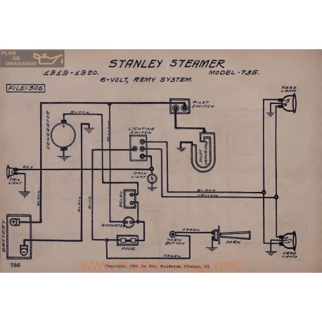 Stanley Steamer 735 6volt Schema Electrique 1919 1920 Remy V2