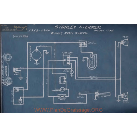 Stanley Steamer 735 6volt Schema Electrique 1919 1920 Remy