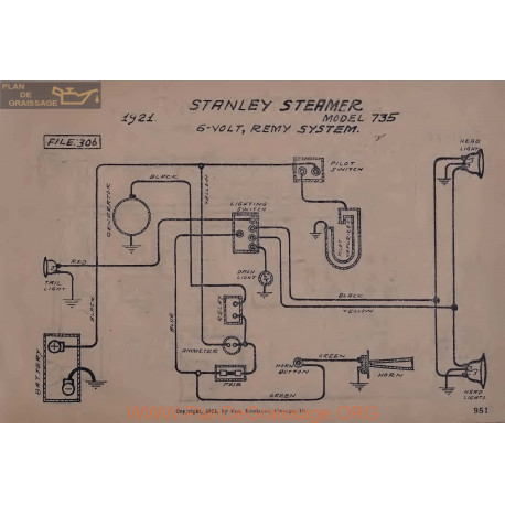Stanley Steamer 735 6volt Schema Electrique 1921 Remy