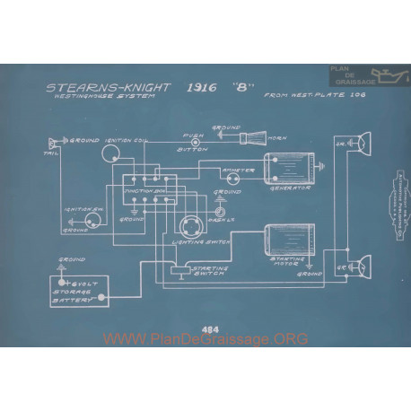 Stearns Knight 8 Schema Electrique 1916 V2