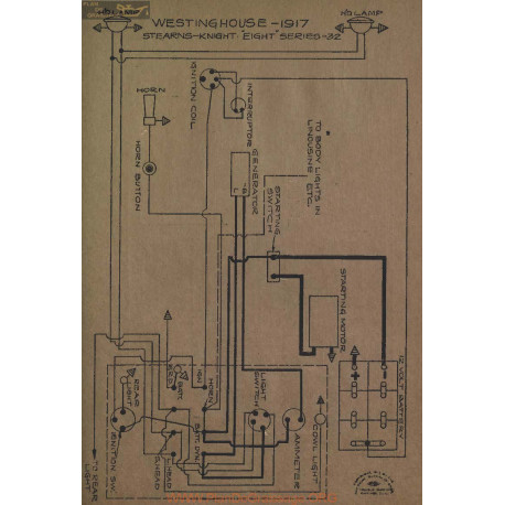Stearns Knight Eight 32 Schema Electrique 1917 Westinghouse